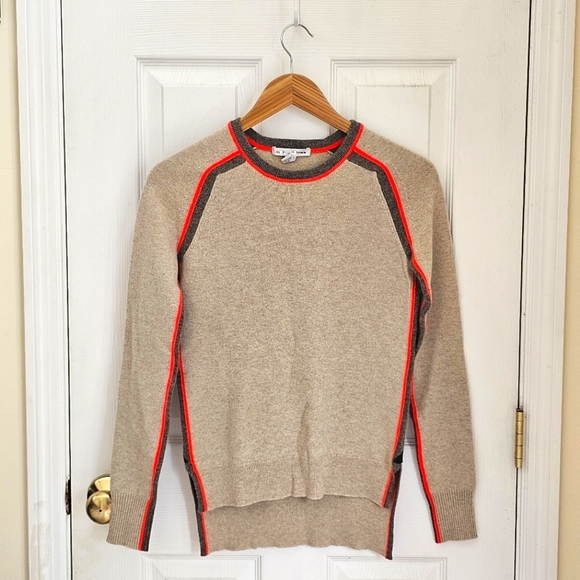 Autumn Cashmere Sweaters - Autumn Cashmere Neon Piping High-Low Cashmere Sweater Sz XS